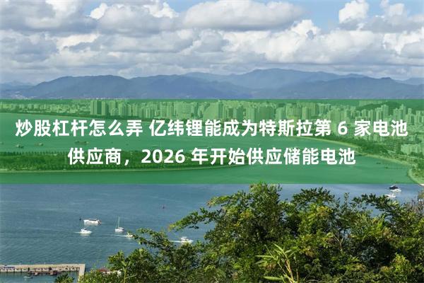 炒股杠杆怎么弄 亿纬锂能成为特斯拉第 6 家电池供应商，2026 年开始供应储能电池