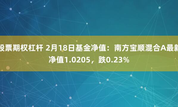 股票期权杠杆 2月18日基金净值：南方宝顺混合A最新净值1.0205，跌0.23%