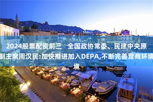 2024股票配资前三   全国政协常委、民建中央原副主席周汉民:加快推进加入DEPA,不断完善营商环境